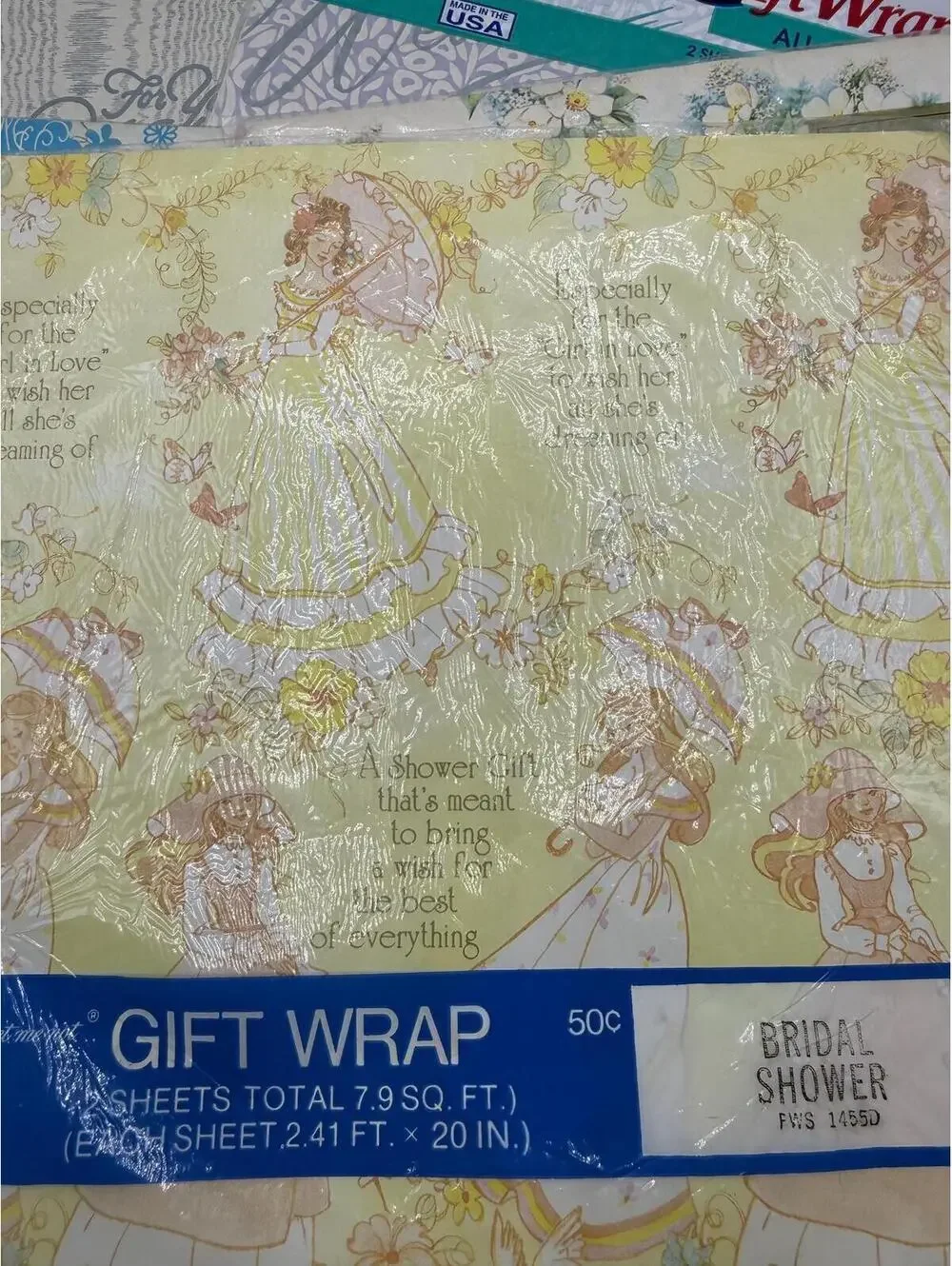 Vintage 1950s-1970s Gift Wrap: Five Patterns, Wedding Floral, Shower NOS